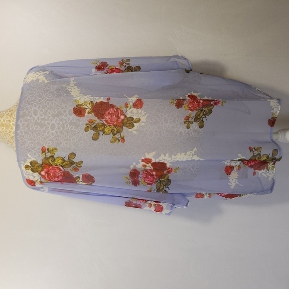 Women's Lavender Chiffon Beach Cardigan Blouse Shawl Loose Top Outerwear Size M - Picture 8 of 13